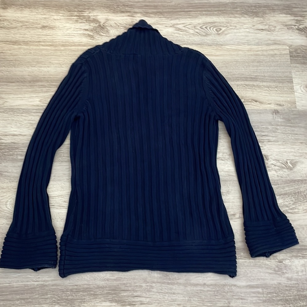 Chadwick’s Navy Blue Cross Wrap Front V-Neck Thick Long Sleeve Sweater Medium - Picture 9 of 10